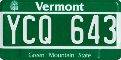 VT license plate YCQ643