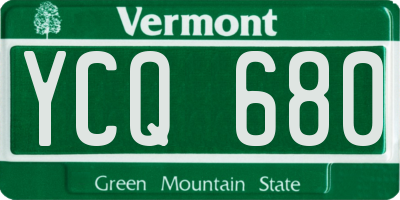 VT license plate YCQ680