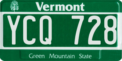 VT license plate YCQ728