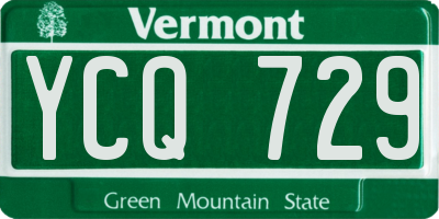 VT license plate YCQ729