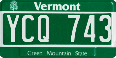 VT license plate YCQ743