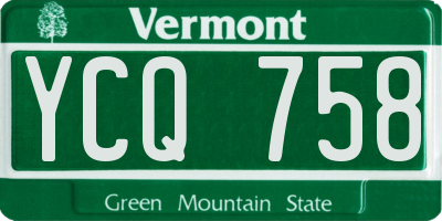 VT license plate YCQ758