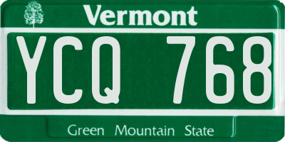 VT license plate YCQ768
