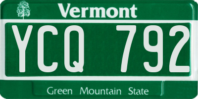 VT license plate YCQ792