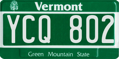 VT license plate YCQ802