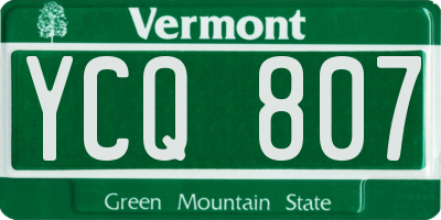 VT license plate YCQ807