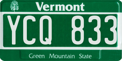 VT license plate YCQ833