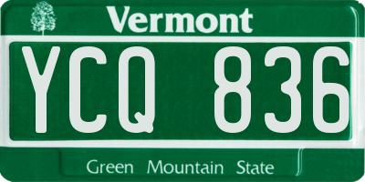 VT license plate YCQ836