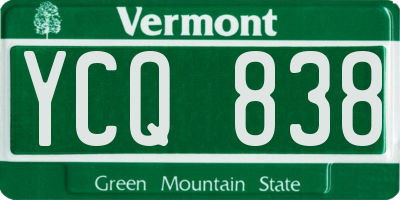 VT license plate YCQ838