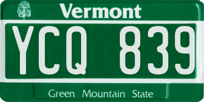 VT license plate YCQ839