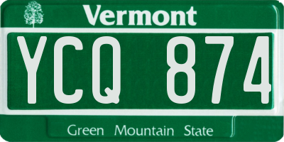 VT license plate YCQ874