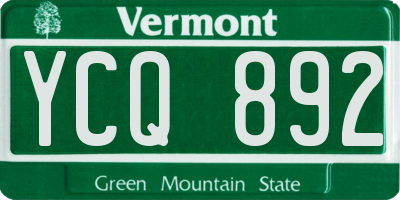 VT license plate YCQ892