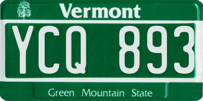 VT license plate YCQ893