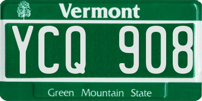 VT license plate YCQ908