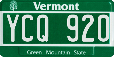 VT license plate YCQ920