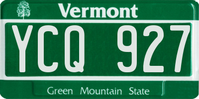 VT license plate YCQ927