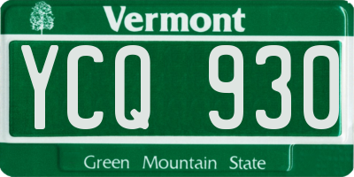 VT license plate YCQ930
