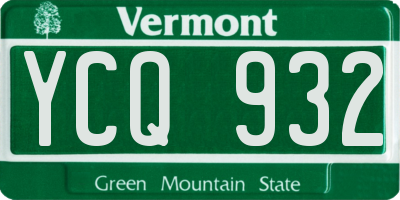VT license plate YCQ932