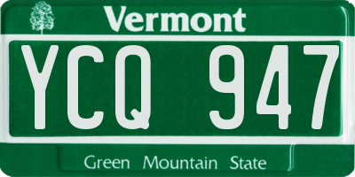 VT license plate YCQ947
