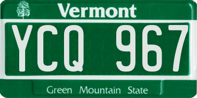 VT license plate YCQ967