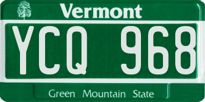 VT license plate YCQ968