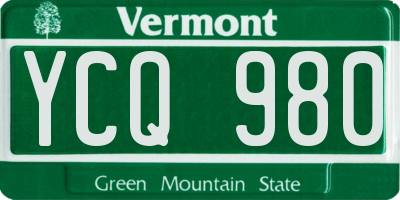 VT license plate YCQ980