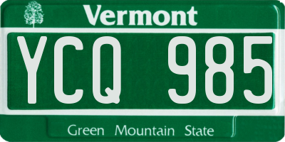 VT license plate YCQ985