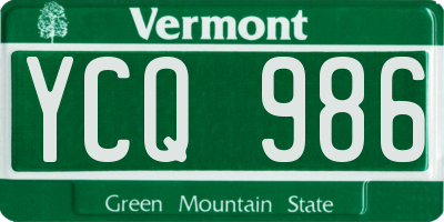VT license plate YCQ986