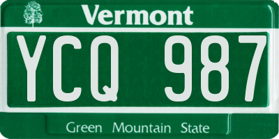 VT license plate YCQ987