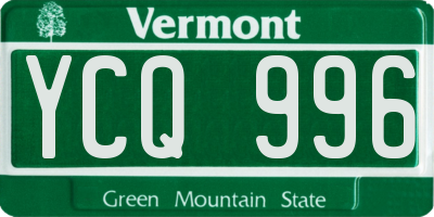 VT license plate YCQ996