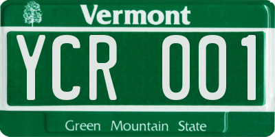 VT license plate YCR001