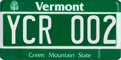 VT license plate YCR002
