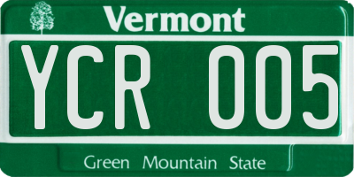 VT license plate YCR005