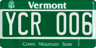 VT license plate YCR006