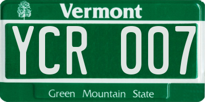 VT license plate YCR007