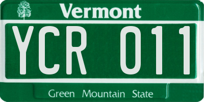 VT license plate YCR011
