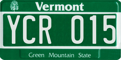 VT license plate YCR015