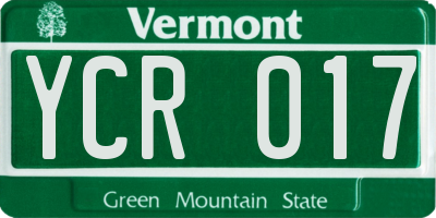 VT license plate YCR017