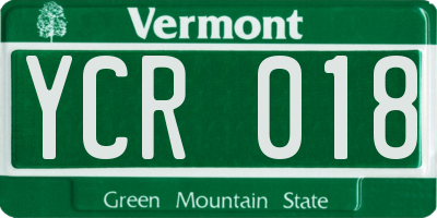 VT license plate YCR018