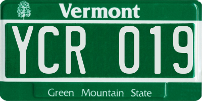 VT license plate YCR019