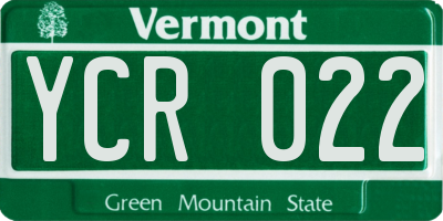 VT license plate YCR022