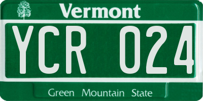 VT license plate YCR024