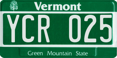 VT license plate YCR025