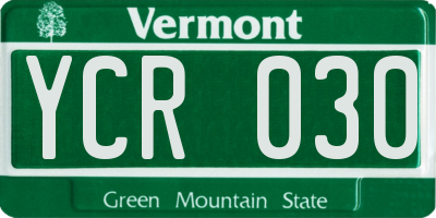 VT license plate YCR030