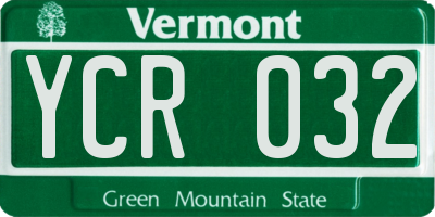 VT license plate YCR032