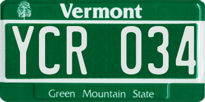 VT license plate YCR034