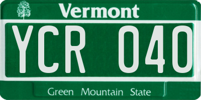 VT license plate YCR040