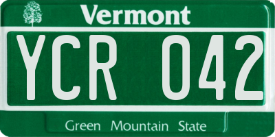 VT license plate YCR042