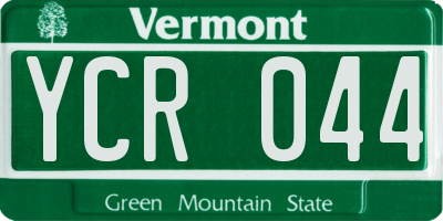 VT license plate YCR044
