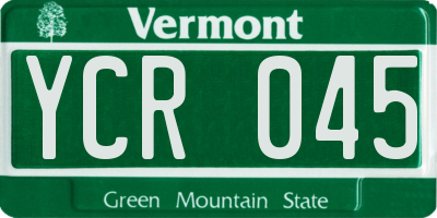 VT license plate YCR045